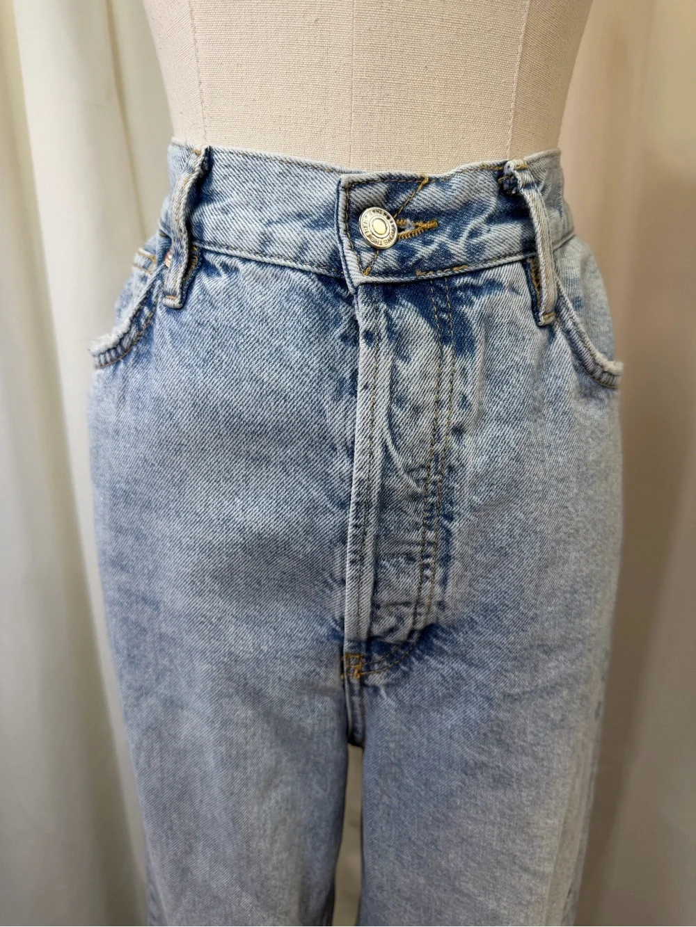 We The Free High Rise Light Blue Distressed Wide Leg Jeans - Picture 4 of 14